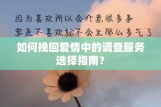 如何挽回爱情中的调查服务选择指南？