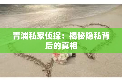 青浦私家侦探：揭秘隐私背后的真相