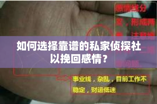 如何选择靠谱的私家侦探社以挽回感情？