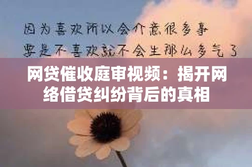 网贷催收庭审视频：揭开网络借贷纠纷背后的真相
