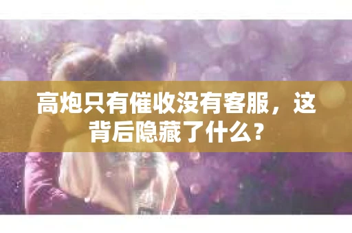 高炮只有催收没有客服，这背后隐藏了什么？