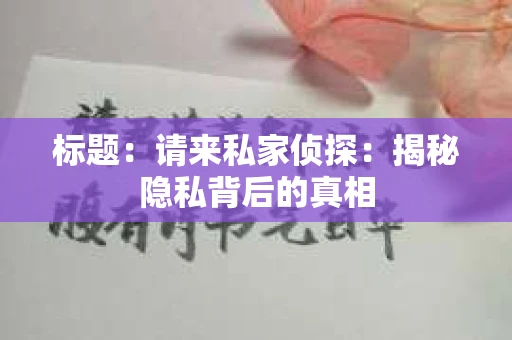 标题：请来私家侦探：揭秘隐私背后的真相
