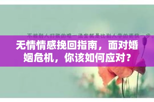 无情情感挽回指南，面对婚姻危机，你该如何应对？